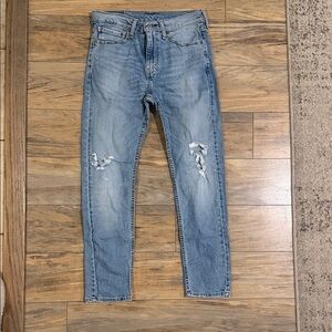 Men's Slim Fit Distressed Jeans - Light Blue